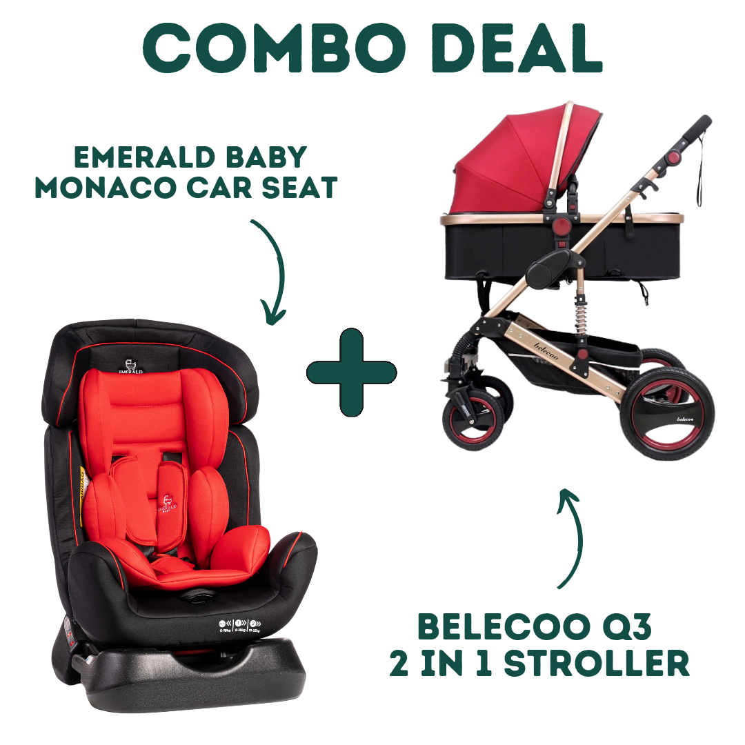 ferrari car seat and stroller Emerald Baby Monaco Car Seat + 2 in 1 Belecoo Q3 Stroller (FERRARI SET – Babys Closet South Africa
