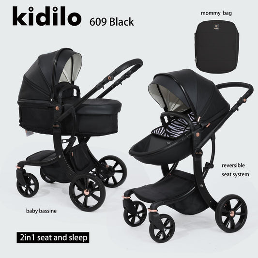 2 in 1 Kidilo 609 Egg Stroller with Bassinet + Nappy Bag image 1