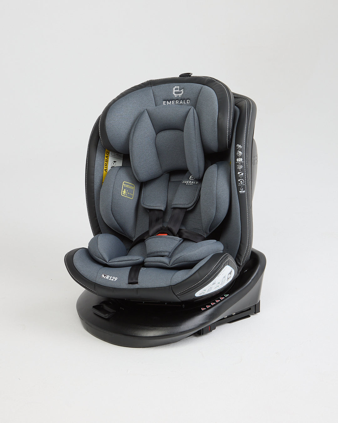 360° ROTATE Emerald Baby SILVERSTONE Car Seat with I-SIZE isofix base and Leather Finishes - Grey image