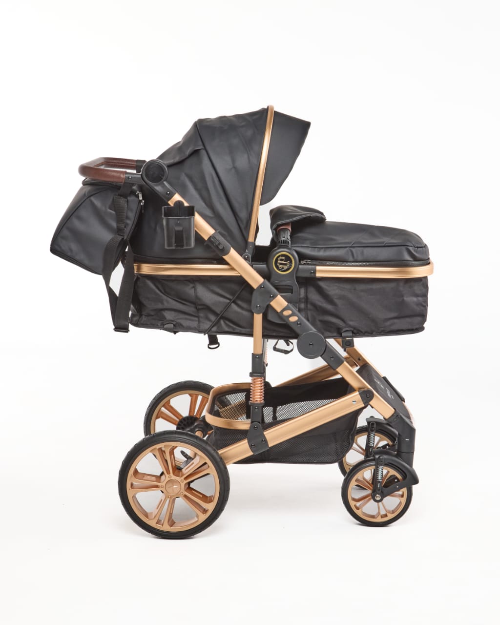 3 IN 1 Pu Black And Gold Frame Plus Car Seat And Pu Nappy Bag image 12
