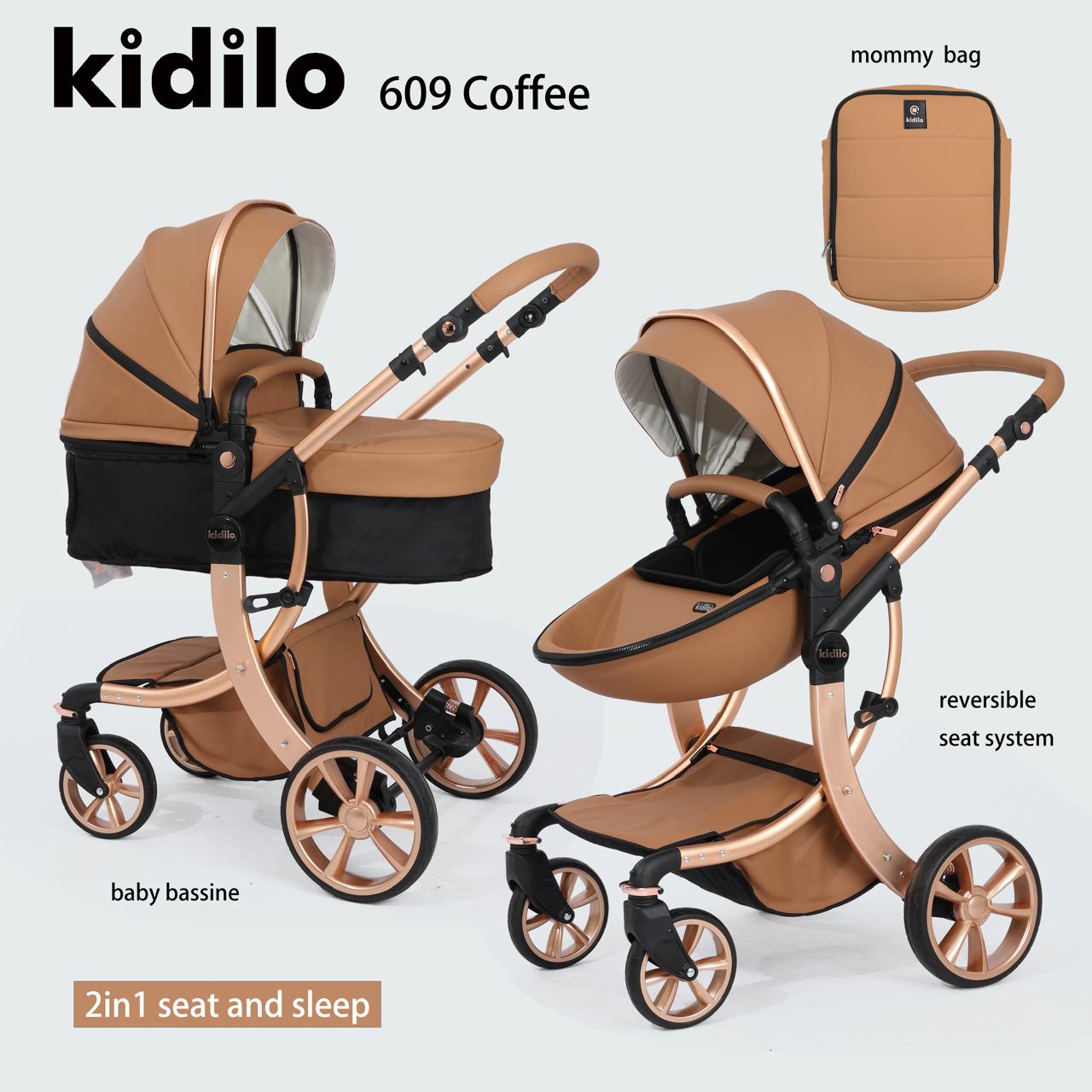 2 in 1 Kidilo 609 Egg Stroller with Bassinet + Nappy Bag – Babys