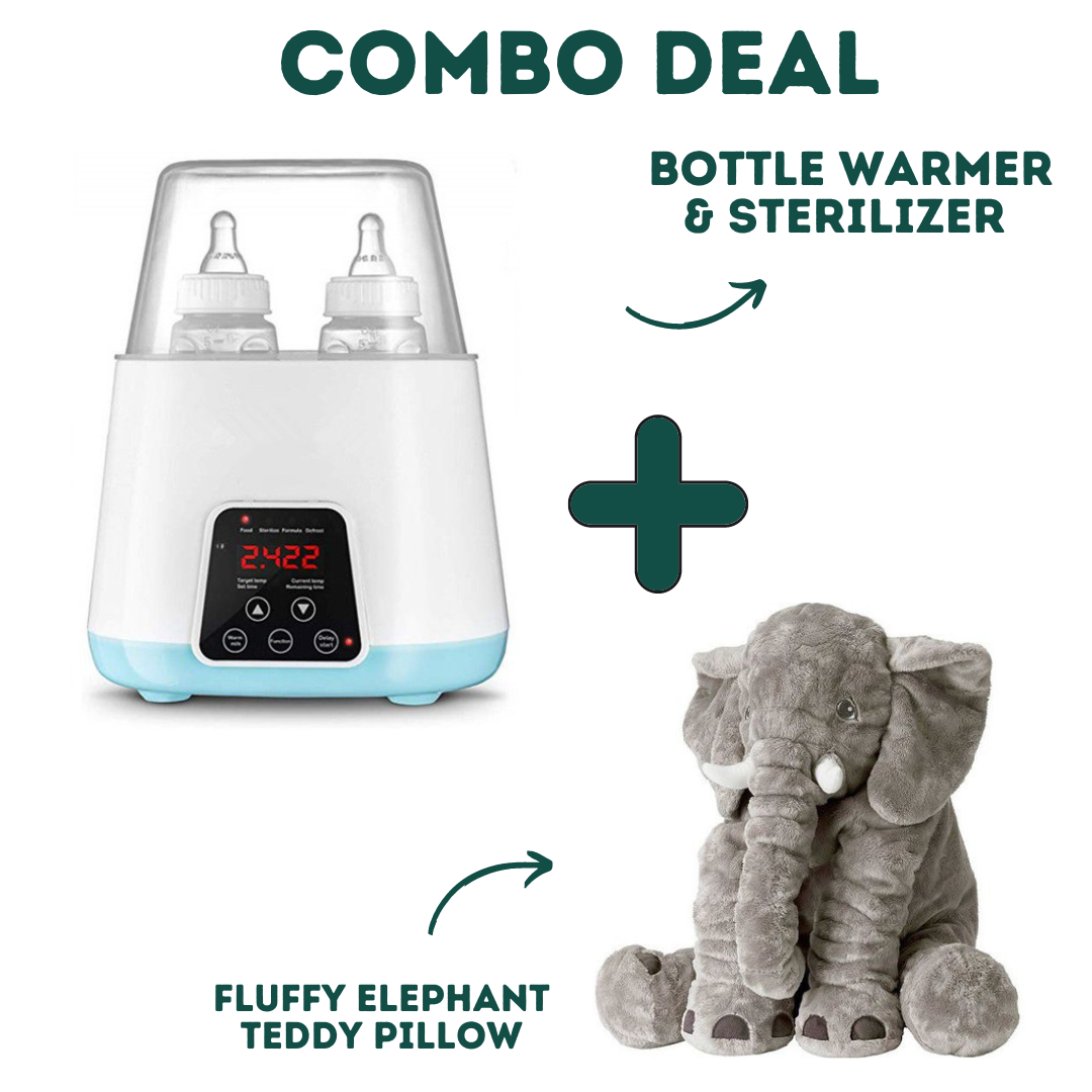 Bottle Warmer & Sterilizer + Elephant Fluffy Teddy Pillow image 0