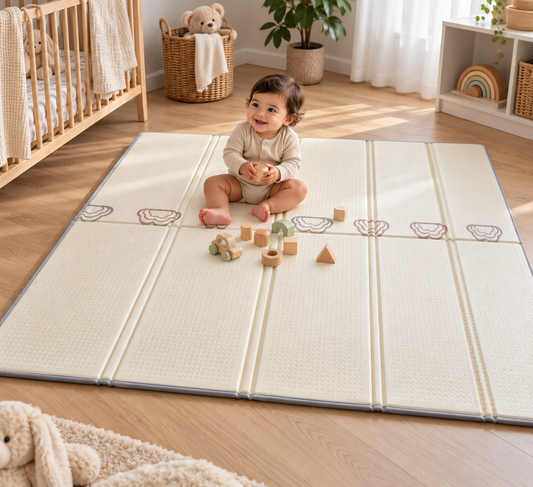 Emerald Baby 2cm Thick Foldable Dual-Sided Baby Play Mat, Design 3 – Road Racers