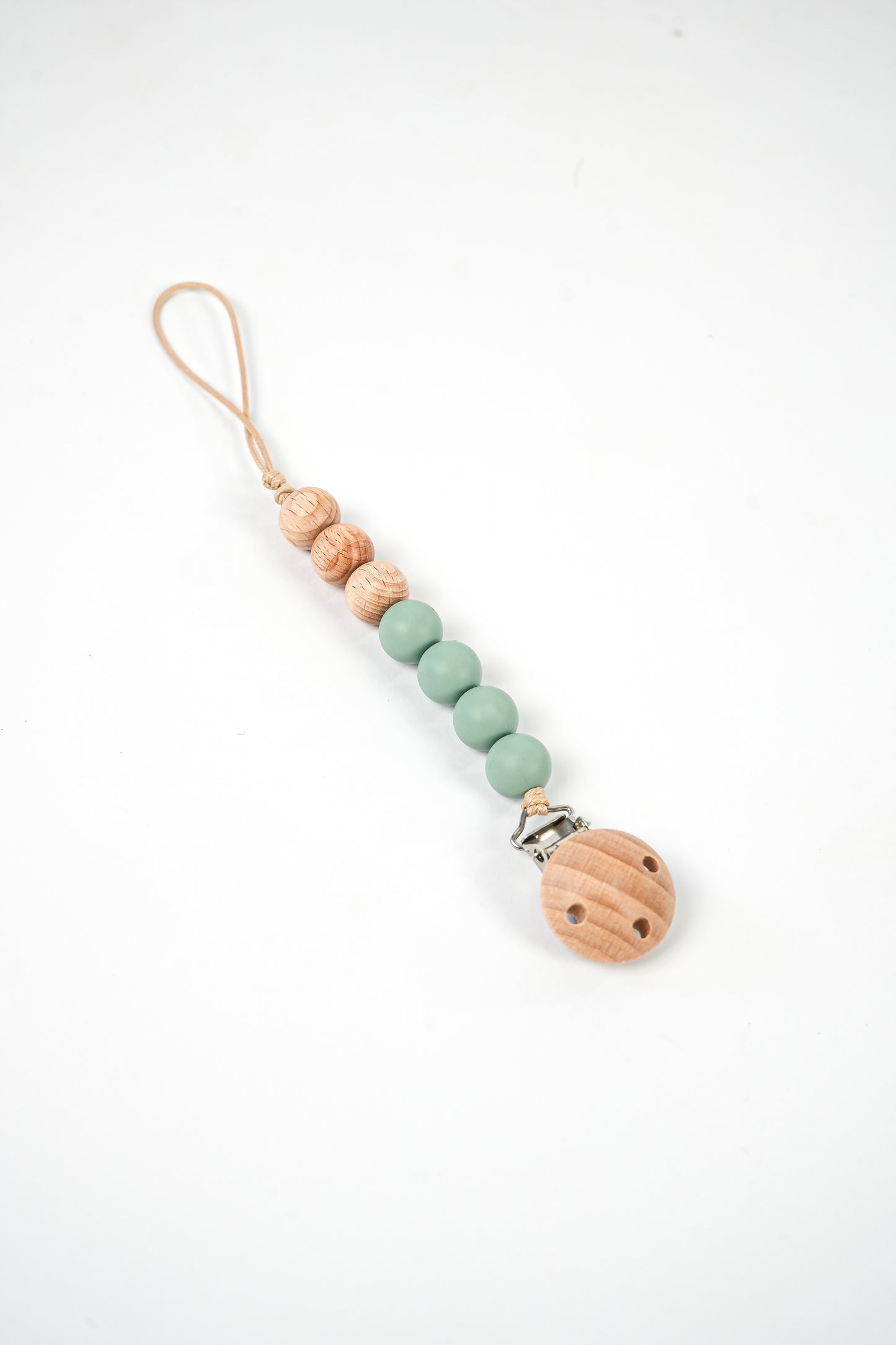 Emerald Baby pacifier clip wooden beads