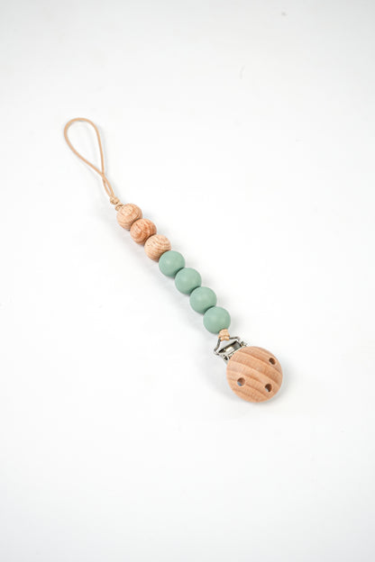 Emerald Baby pacifier clip wooden beads