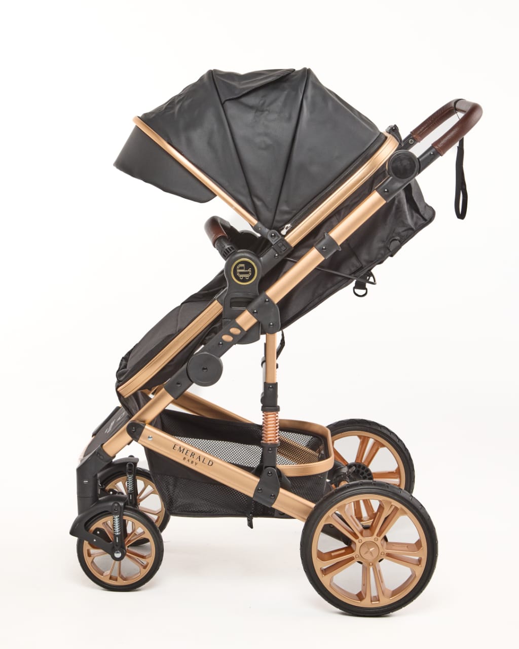 3 IN 1 Pu Black And Gold Frame Plus Car Seat And Pu Nappy Bag image 4