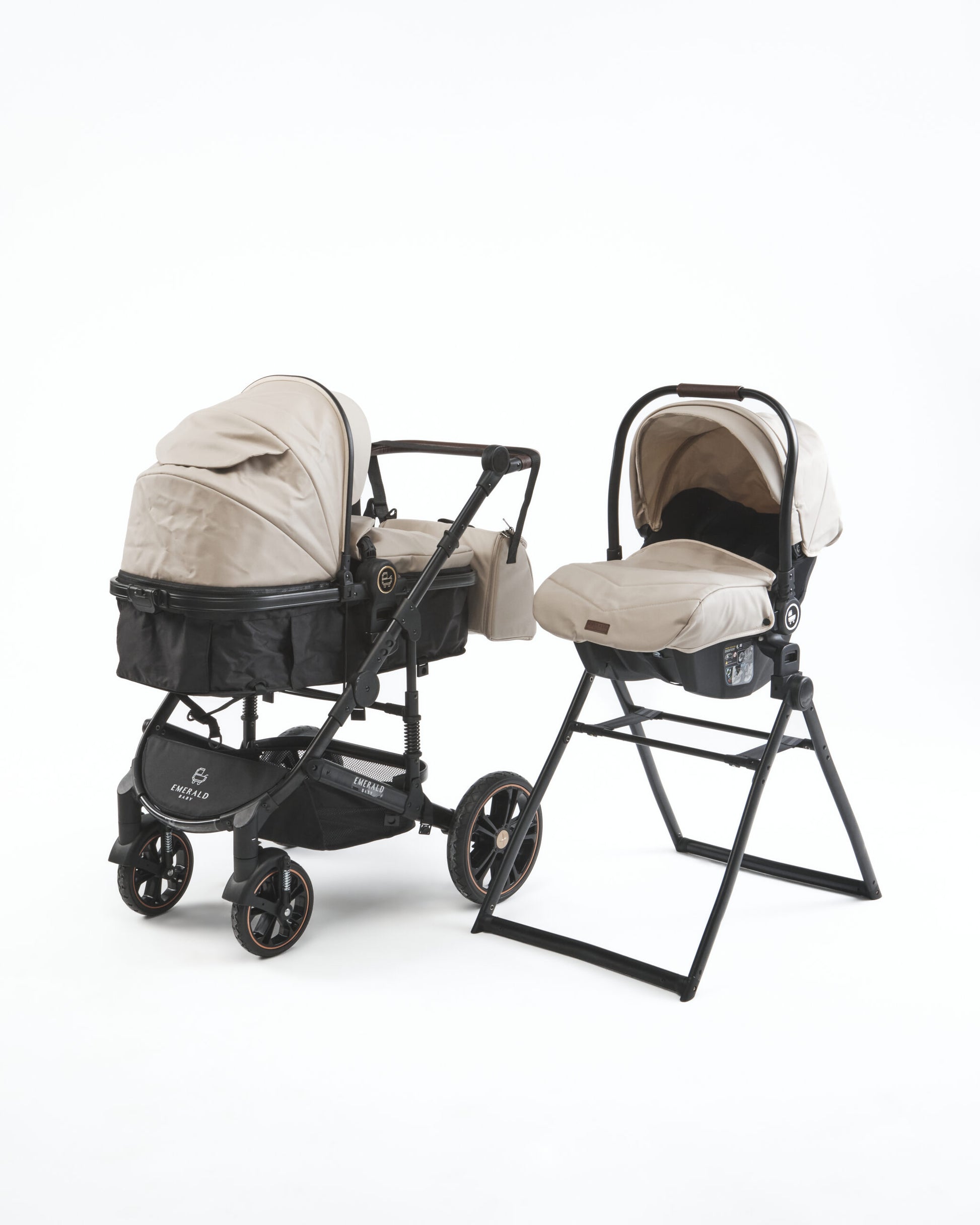 3 IN 1 Emerald Pu Beige N Black Plus Car Seat And Nappy Bag image 2