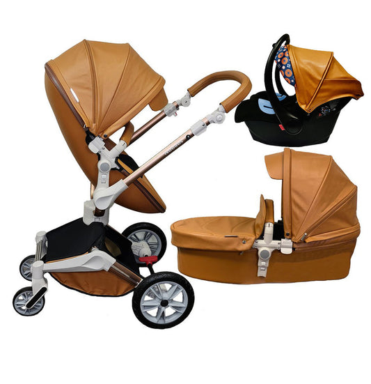 High Landscape 360° Stroller with Car Seat Brown - Hot mom & Cool Dad image 0