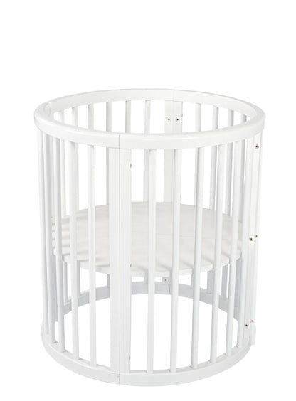 Baby's Closet All-Stages Oval Wooden Cot - White