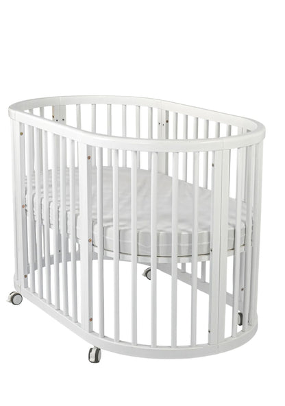 Baby's Closet All-Stages Oval Wooden Cot - White