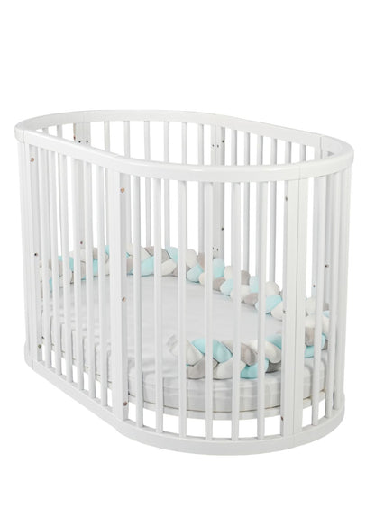 Baby's Closet All-Stages Oval Wooden Cot - White