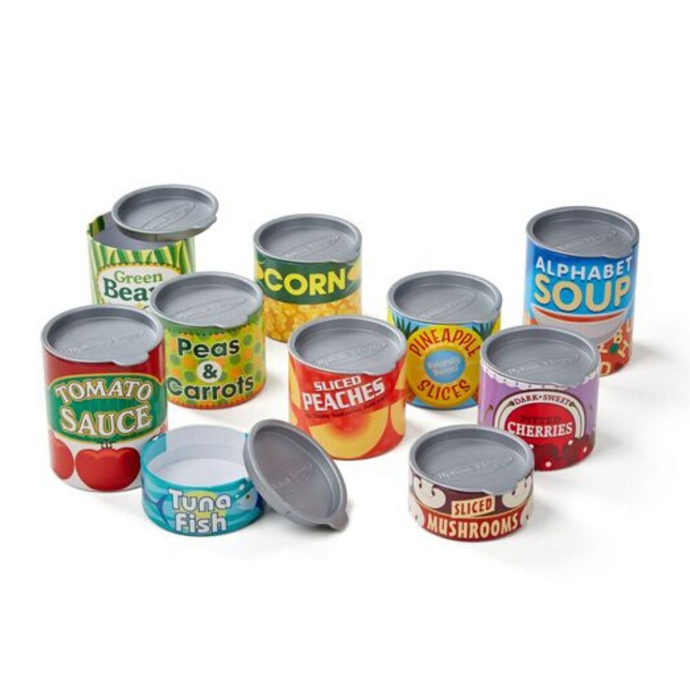 Melissa & Doug - Grocery Cans - 10 Stackable Cans with Removable Lids image 1