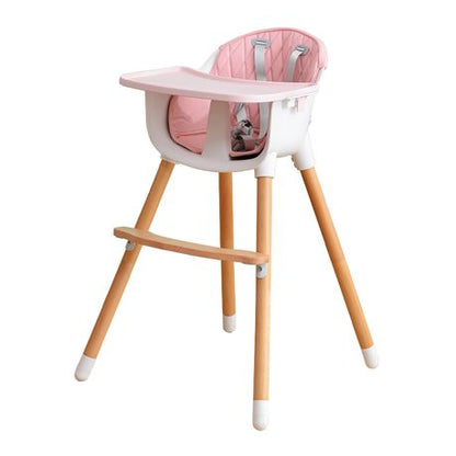 Adjustable Wooden Legged Baby High Chair - Pink image 0