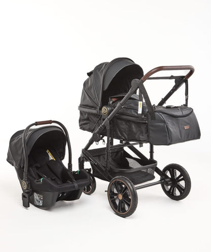 3 IN 1 Emerald Pu Leather Black On Black Plus Pu Nappy Bag image 0