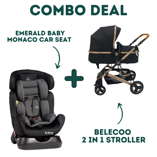 Emerald Baby Monaco Car Seat + 2 in 1 Belecoo Stroller (Black) image 0