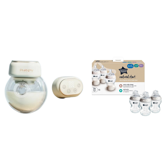 Phanphy Wearable Breast Pump + Tommee Tippee 3 Pack Bottles image 0