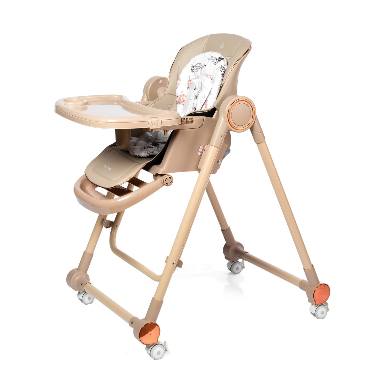 Emerald Baby 2 in 1 Deluxe Adjustable High Chair with SWING - Brown & Gold image