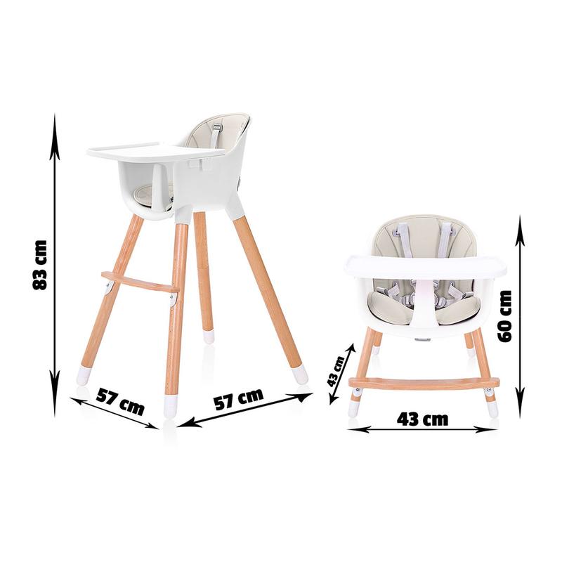 Adjustable Wooden Legged Baby High Chair - Pink image 2