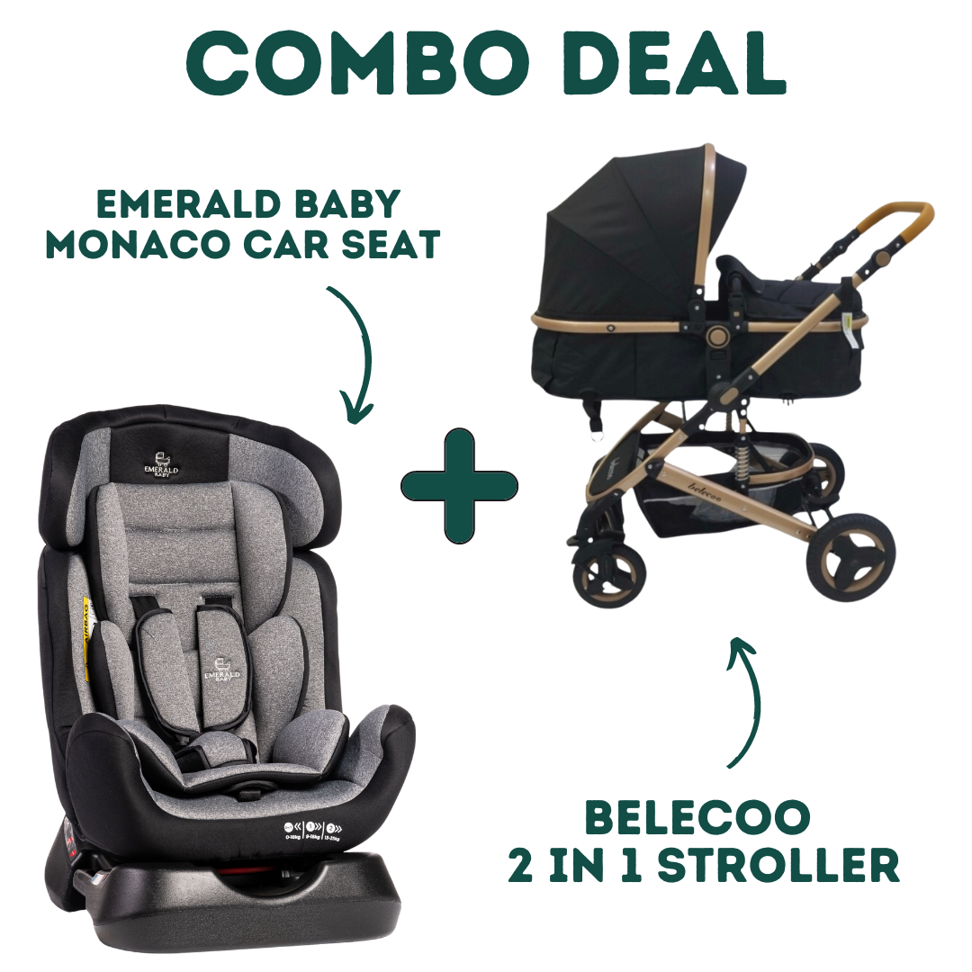 stroller that's a car seat Emerald Baby Monaco Car Seat + 2 in 1 Belecoo Stroller (Black) – Babys Closet South Africa