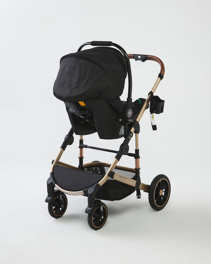 Emerald Baby Compact 3 in 1 Stroller Set with Car Seat & Nappy + Emerald Baby Yara Extra Length Camp Cot image 7