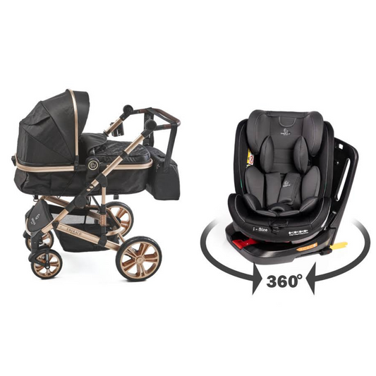 Emerald 2 in 1 Black N Gold Plus Nappy Bag + Carrera 360 Car Seat image 0