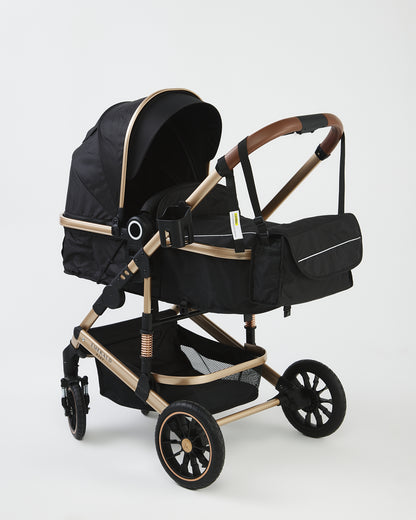 2 in 1 - Emerald Baby Compact Stroller Set - Black with gold frames image