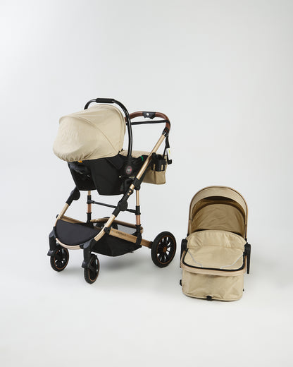 Emerald Baby Compact 3 in 1 Stroller Set with Car Seat & Nappy + Emerald Baby Yara Extra Length Camp Cot image 4