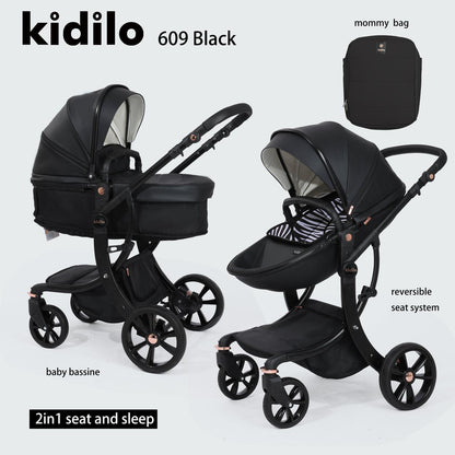 2 in 1 Kidilo 609 Egg Stroller with Bassinet + Nappy Bag image 1