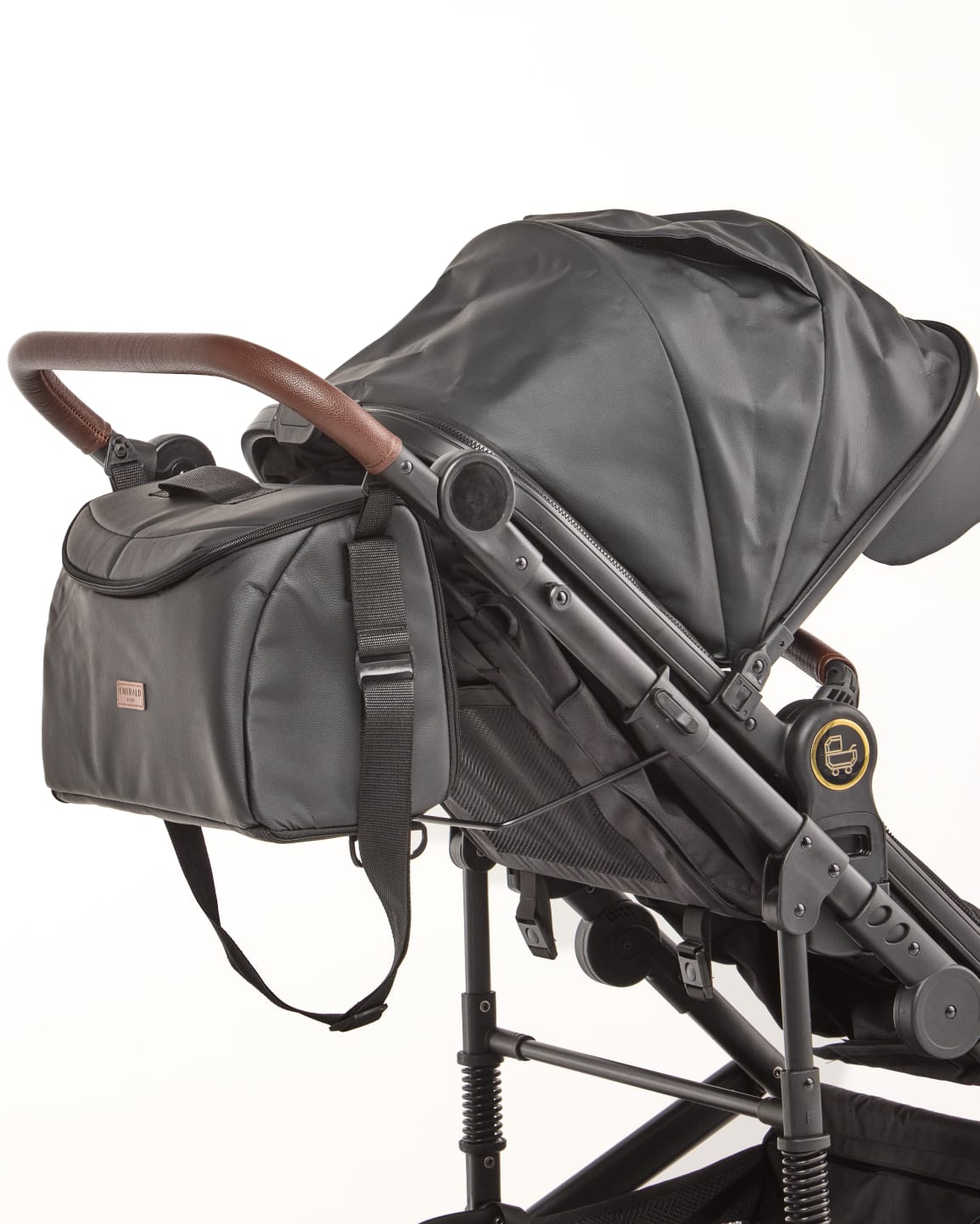 3 IN 1 Emerald Pu Leather Black On Black Plus Pu Nappy Bag image 10