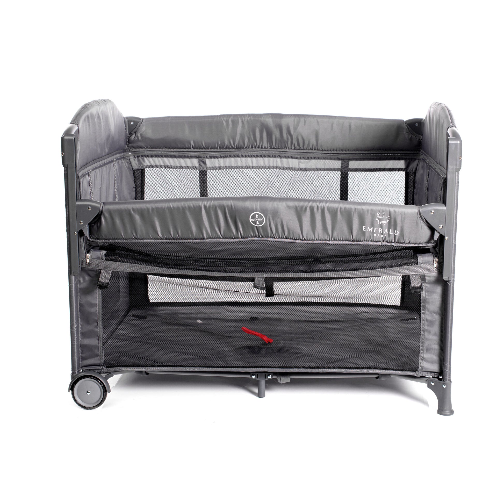 Emerald Baby Sarah Co Sleeper Camp Cot + Tommee Tippee Twist & Click Nappy Bin - Combo Deal image 1