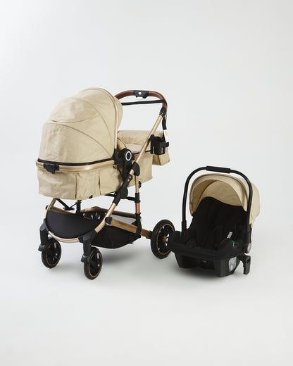 Emerald Baby Compact 3 in 1 Stroller Set with Car Seat & Nappy + Emerald Baby Yara Extra Length Camp Cot image 2