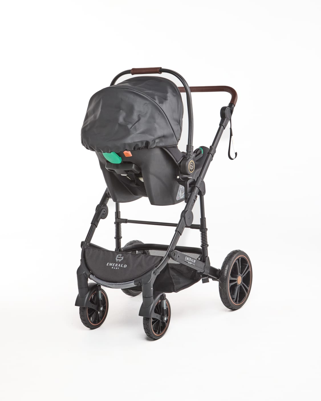 3 IN 1 Emerald Pu Leather Black On Black Plus Pu Nappy Bag image 9