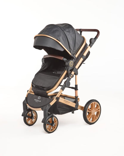 3 IN 1 Pu Black And Gold Frame Plus Car Seat And Pu Nappy Bag image 5