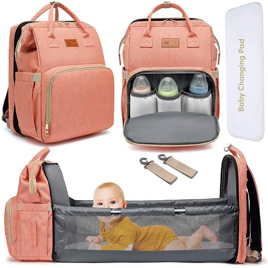 2 in 1 Convertible Nappy Bag/Bed - Pink image