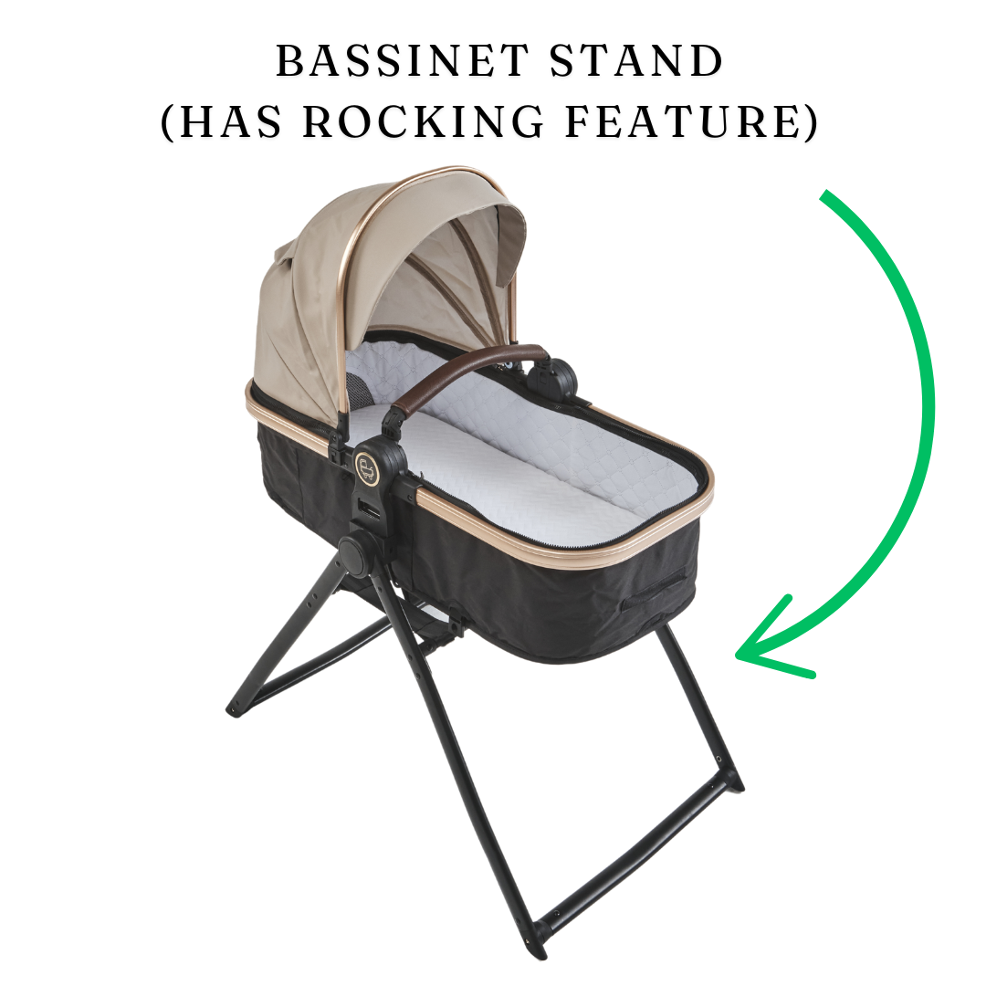 3 in 1 Emerald Baby Gold Rush Stroller Set with Car Seat and Nappy Bag + Emerald Baby Bassinet Stand image 2
