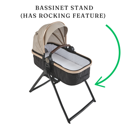 3 in 1 Emerald Baby Gold Rush Stroller Set with Car Seat and Nappy Bag + Emerald Baby Bassinet Stand image 2