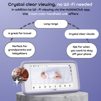 Hubble Connected  Skyvision AI Pro  AI Powered HD Baby Monitor with Crib Mount Camera and 12.7cm Touch Screen Viewer image 5