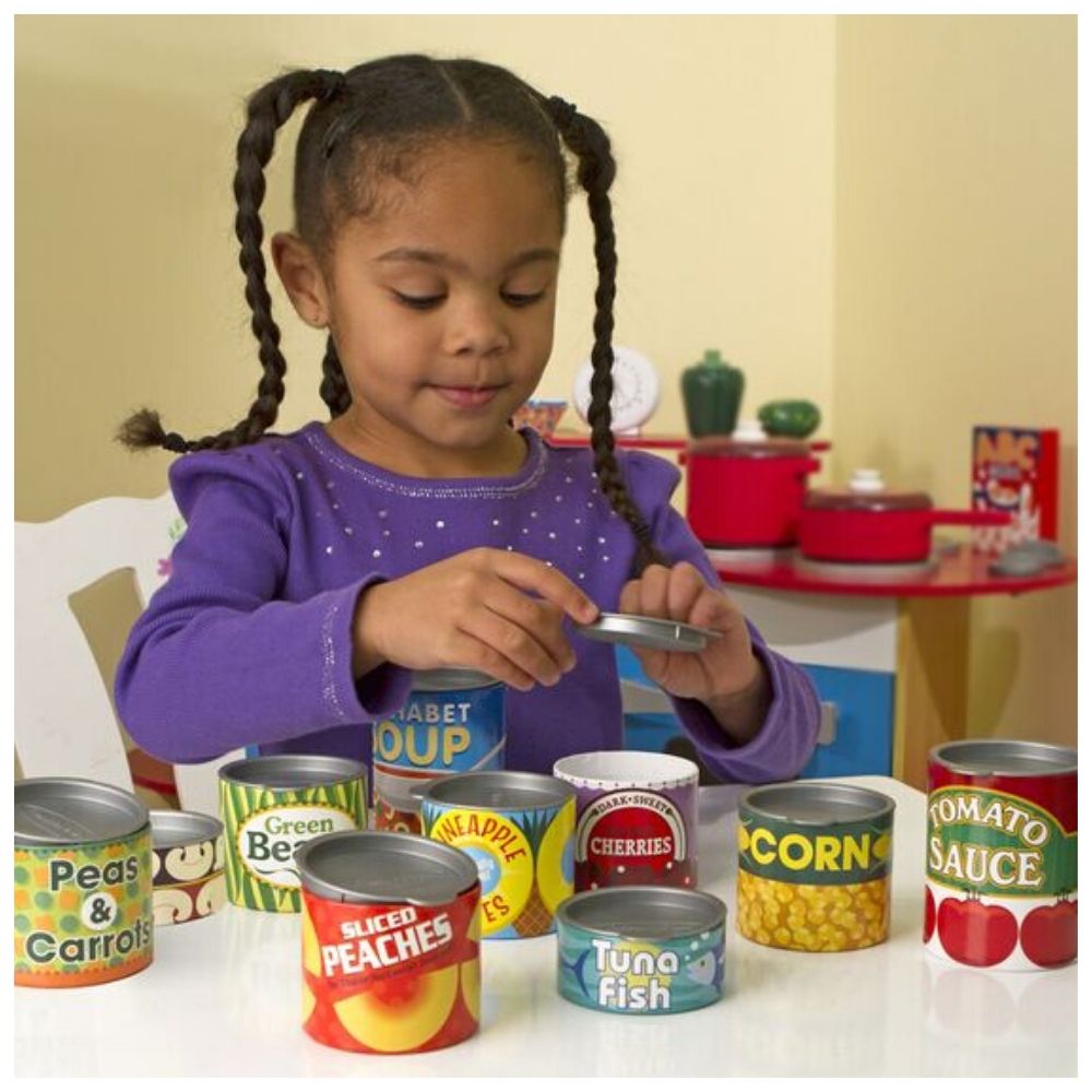 Melissa & Doug - Grocery Cans - 10 Stackable Cans with Removable Lids image 2
