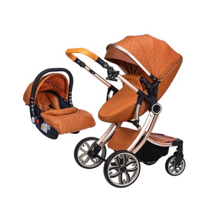 3 in 1 Brown Egg Stroller Set & Car Seat image 0