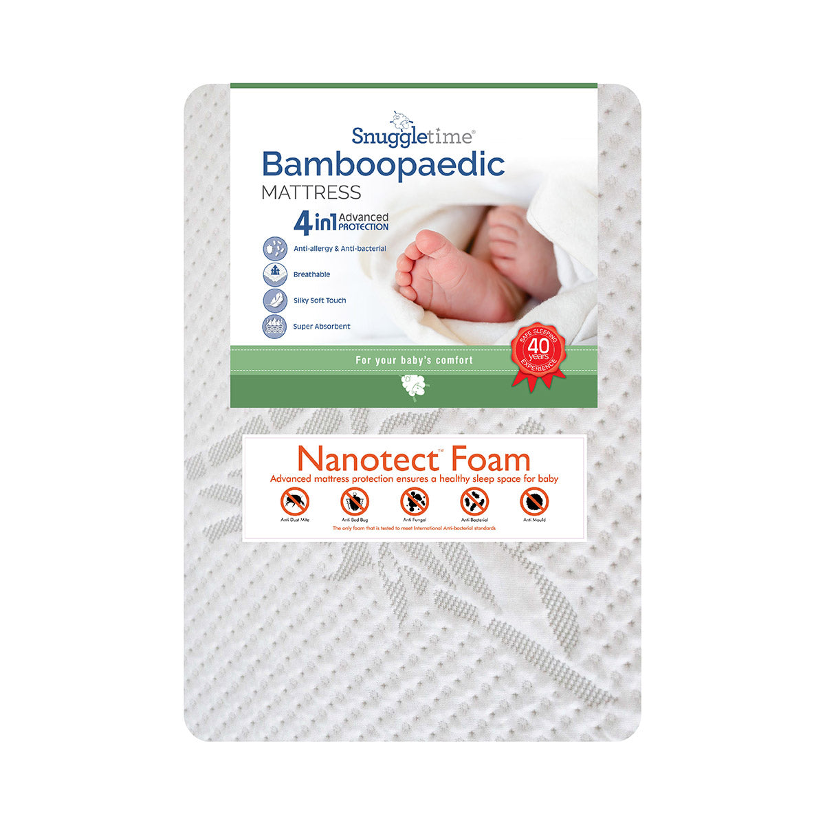 Snuggletime Bamboopaedic Mattress - Standard Camp Cot image 0