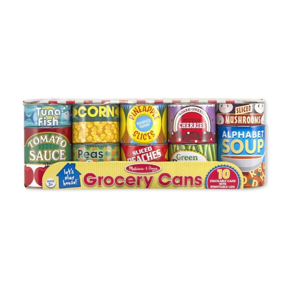 Melissa & Doug - Grocery Cans - 10 Stackable Cans with Removable Lids image 3