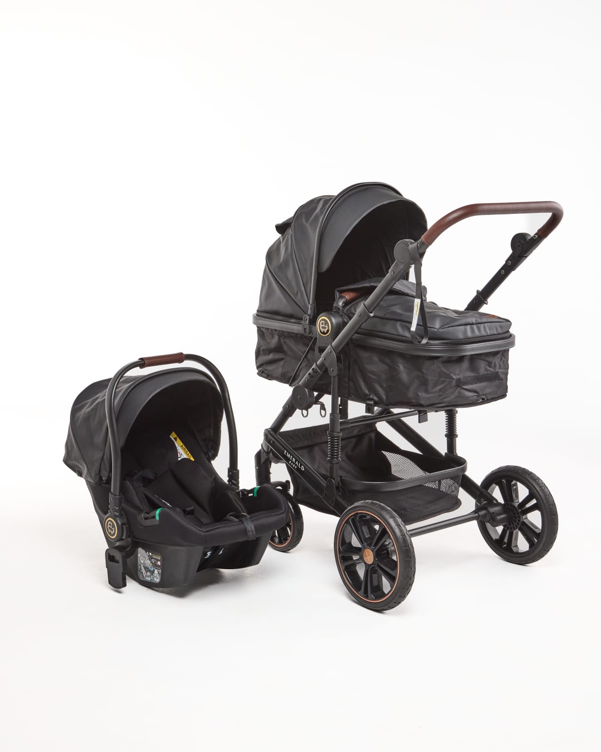 3 IN 1 Emerald Pu Leather Black On Black Plus Pu Nappy Bag image 1