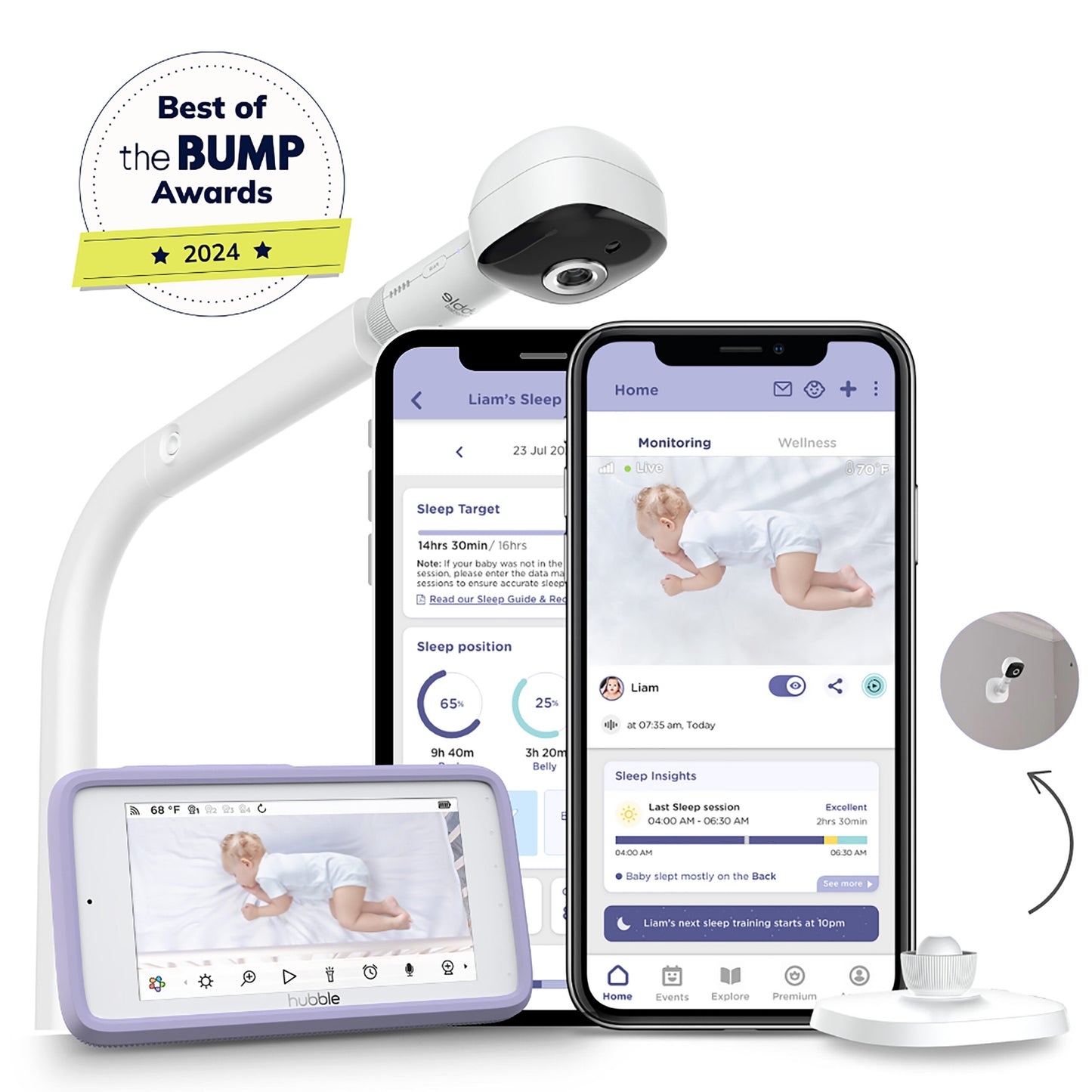 Hubble Connected  Skyvision AI Pro  AI Powered HD Baby Monitor with Crib Mount Camera and 12.7cm Touch Screen Viewer image 7
