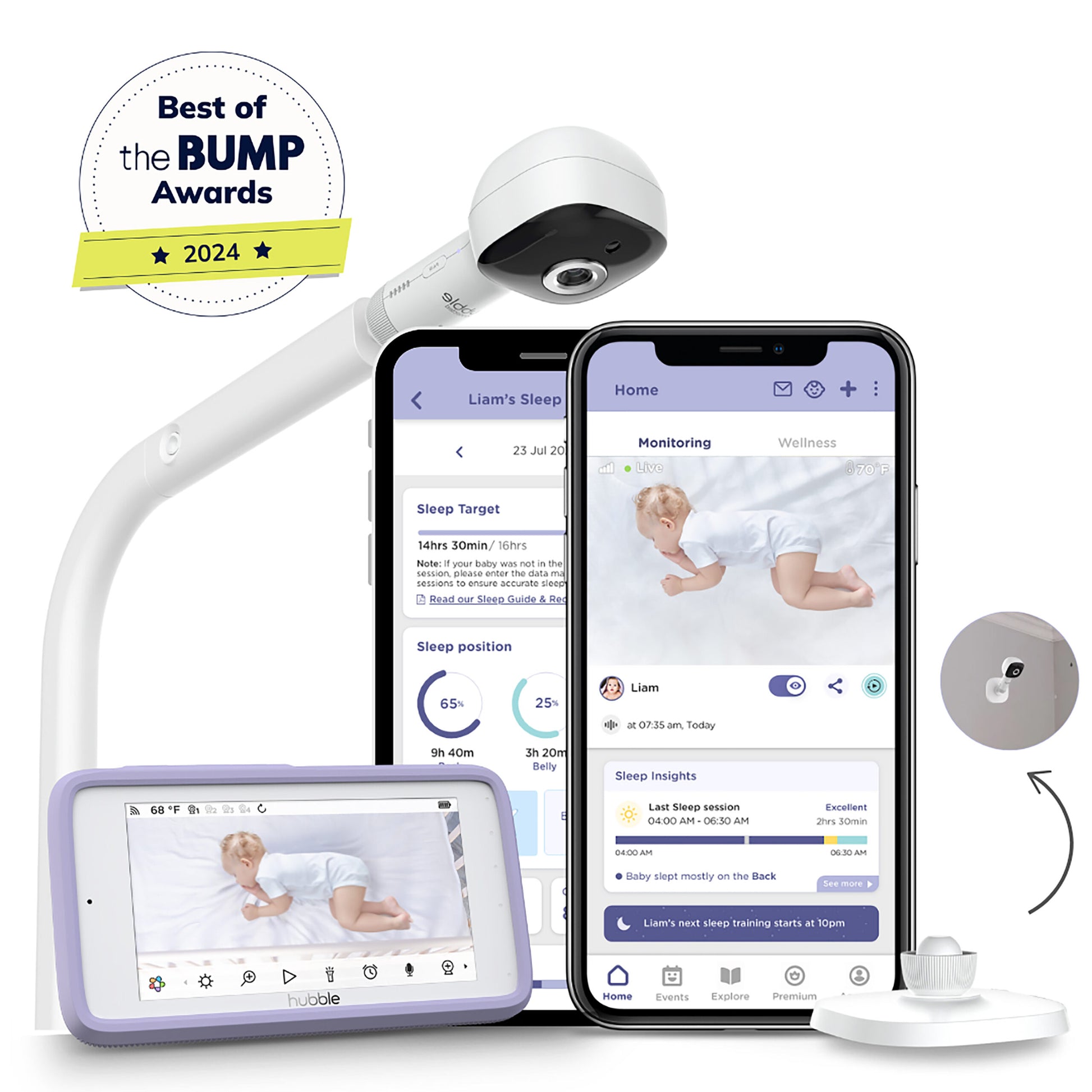 Hubble Connected  Skyvision AI Pro  AI Powered HD Baby Monitor with Crib Mount Camera and 12.7cm Touch Screen Viewer image 7
