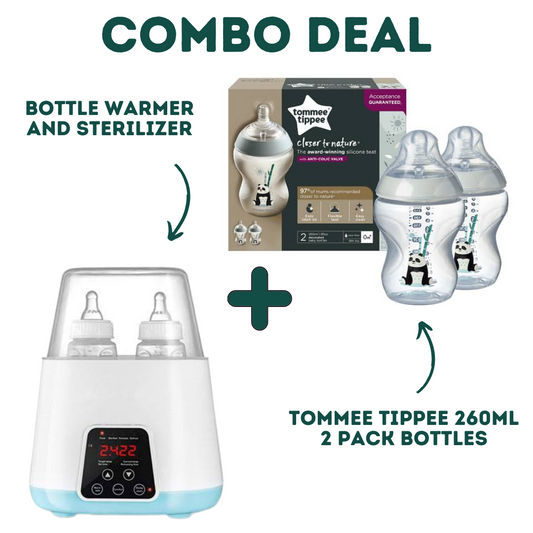 2 Pack Tommee Tippee 260ml Bottles + Electric Bottle Warmer & Sterilizer image 0