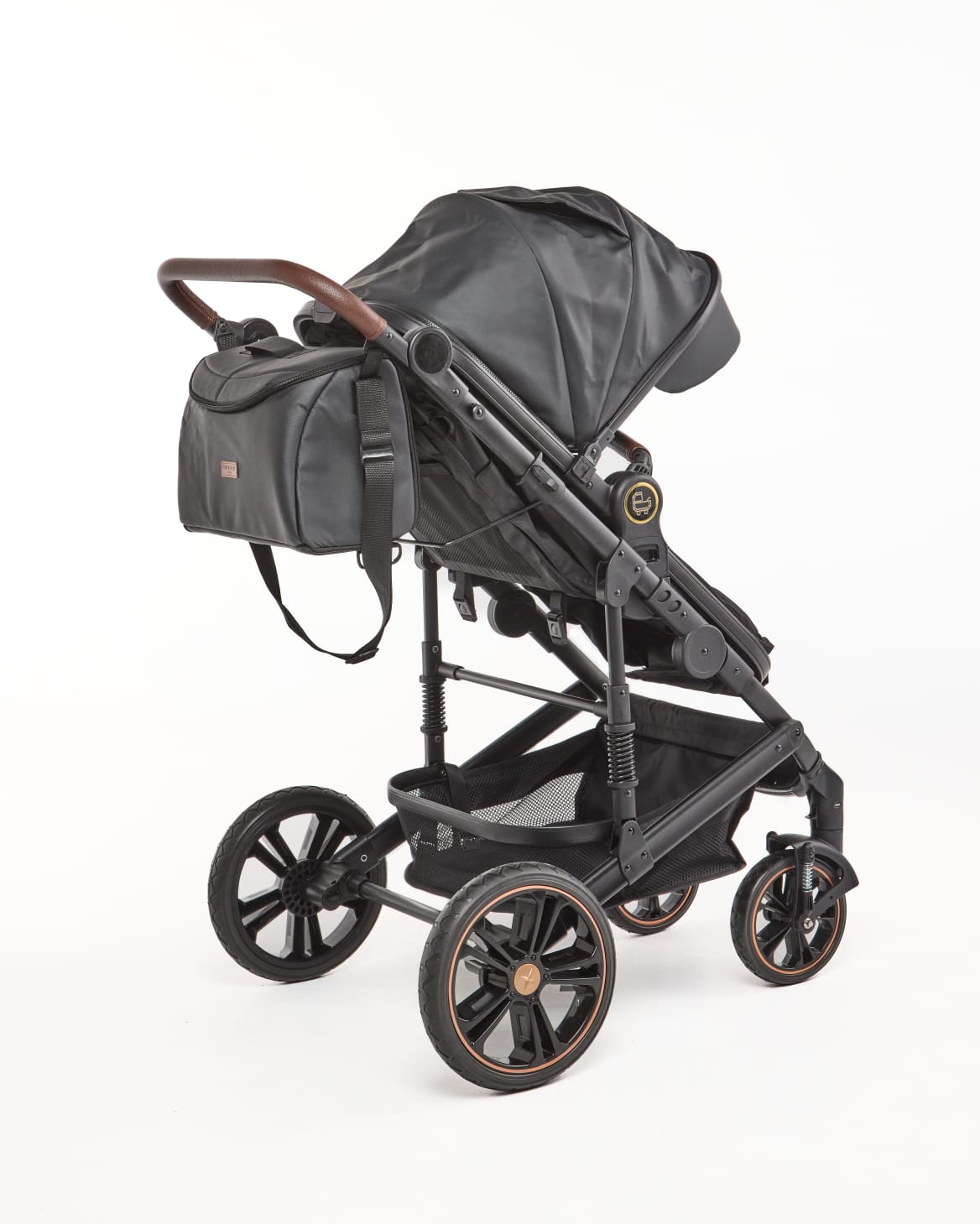 3 IN 1 Emerald Pu Leather Black On Black Plus Pu Nappy Bag image 4