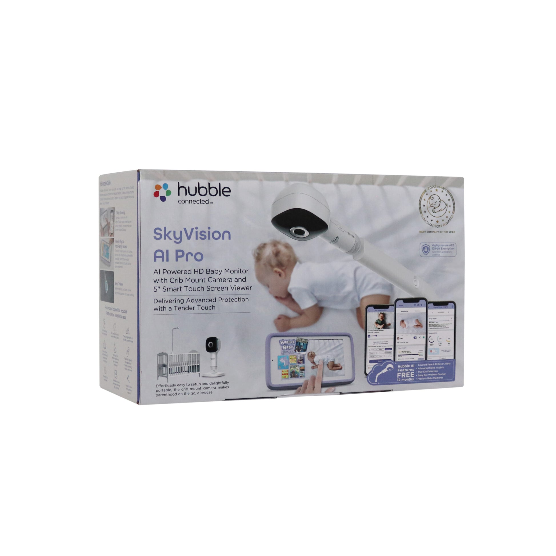 Hubble Connected  Skyvision AI Pro  AI Powered HD Baby Monitor with Crib Mount Camera and 12.7cm Touch Screen Viewer image 1