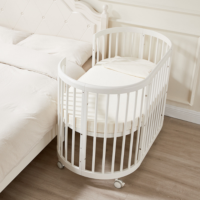 Emerald Round Oval Cot White Including sheets and Snuggletime Mattress ...