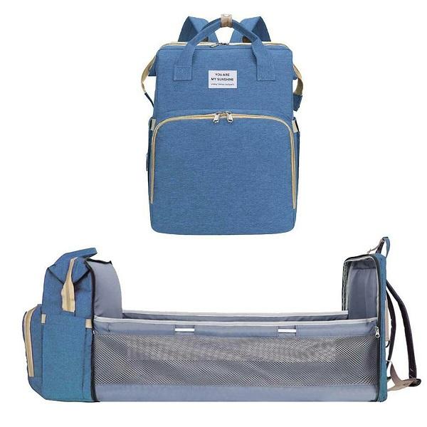2 in 1 Convertible Nappy Bag/Bed - Blue image