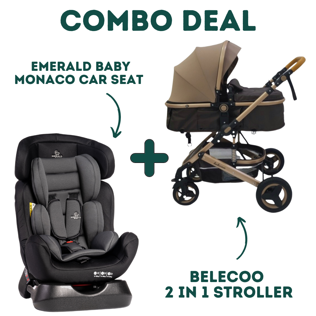 Emerald Baby Monaco Car Seat + 2 in 1 Belecoo Stroller (Khaaki) image 0